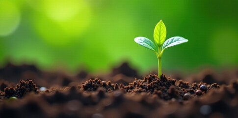 Vibrant green coffee seedlings sprout, thriving in nature , lush, farm, soil