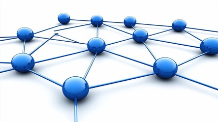 Abstract Network Connection: Interconnected Blue Spheres Representing Global Communication, Collaboration, and Data Exchange in a Modern Digital World.