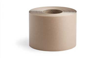 Large Industrial Roll of Brown Kraft Paper Isolated on White Background for Packaging and Shipping Solutions