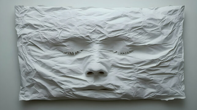 Cutout of a white paper tissue box