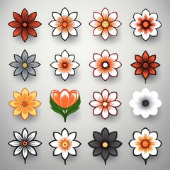 Flower icons set isolated on white background. Flower simple icon. Vector illustration