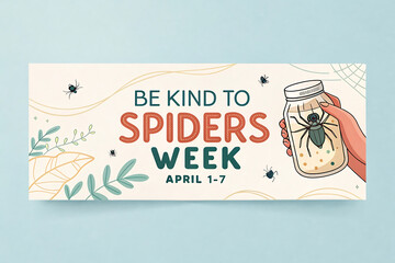 Celebration of be kind to spiders week in april with creative illustration design for awareness.