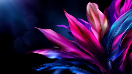 Fototapeta premium Vibrant Neon Tropical Leaves Abstract Art