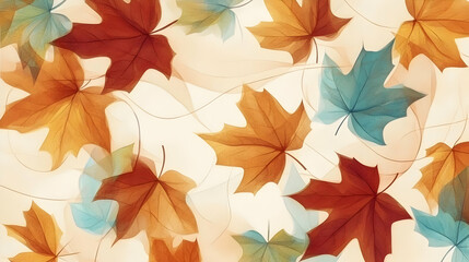 Obraz premium Autumn Leaves Gently Fall on a Breezy Day Creating Colorful Patterns