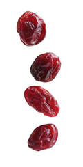 Dried cranberries isolated. Sweet-tart flavor, chewy texture, natural snack, healthy fruit, dried superfood, holiday garnish, versatile topping, red hue.