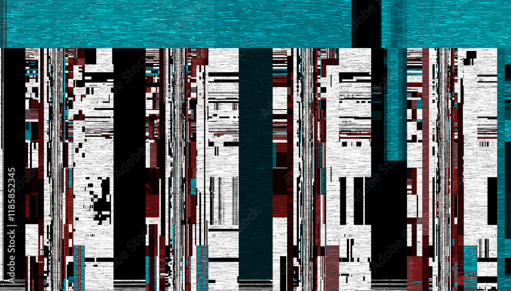 Poster Abstract creative glitch overlay texture. Geometric pixel pattern of a digital glitch on transparent background, digital pattern