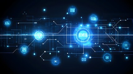 Digital Network  Global Data  Technology Background