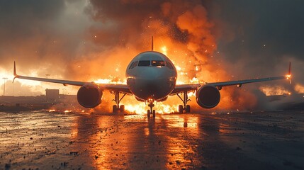 Airplane Incident with Fire and Smoke Effects