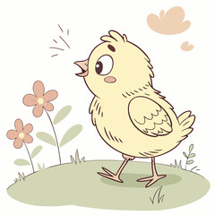 little bird with flower