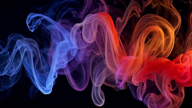 Abstract multicolor swirls of ethereal smoke gently intertwine, creating a mesmerizing abstract display with soft colorful hue.