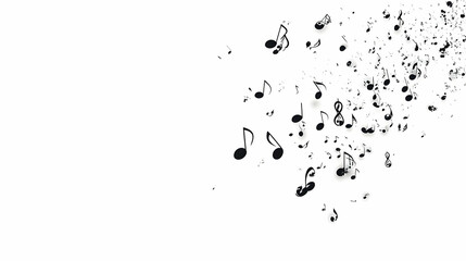 Music Notes Dance and Float Beautifully Across a White Background