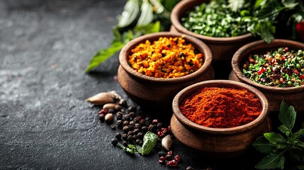 Bowls of Indian Food Sitting on a Dark Table, Featuring an Array of Flavors and Spices for an Authentic Dining Experience