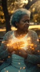 A Senior Woman's Heartfelt Moment in a Park