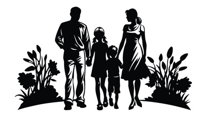 Family Married couple and kids silhouette
