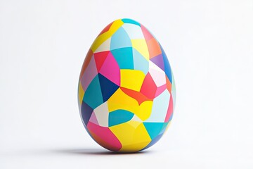 Brightly colored egg featuring geometric patterns symbolizes spr