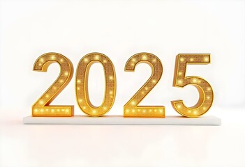 3d text 2025 new year gold realistic rendering 