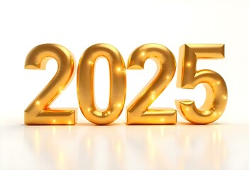 3d text 2025 new year gold realistic rendering 