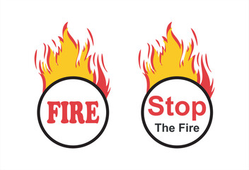 No Fire Vector Sign icon symbol, No flame sign icon, stop fire, Fire flame icon. Flame isolated on white background. Fire flame silhouette. Simple icon.