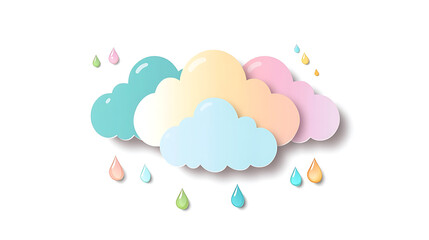 Obraz premium Colorful cartoon clouds with raindrops create cheerful atmosphere