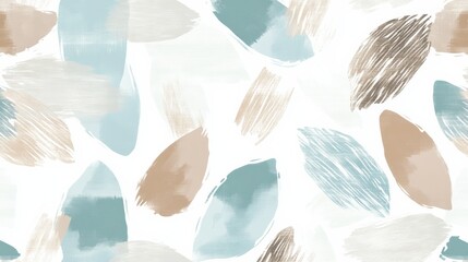 Elegant Aqua Terra Brown French Grey White Abstract Geometric Watercolor Scandinavian Design Seamless Pattern Wallpaper Curtain Bedding Upholstery Pastel Background Vector