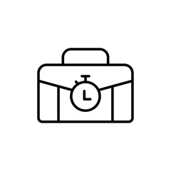 Briefcase with clock icon simple vector symbol
