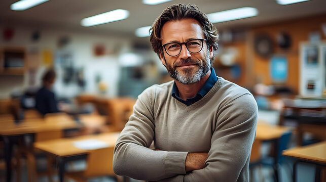 Teacher Leads Classroom Learning: Education, Students, and School Success Journey