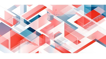 Fototapeta premium Abstract Geometric Shapes Red White Blue Design