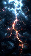 Lightning Strikes Through Dark Clouds with Fiery Intensity