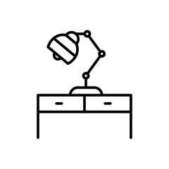 Desk with lamp icon simple vector symbol