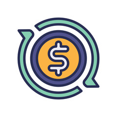 money transfer icon. vector filled color icon for your website, mobile, presentation, and logo design.