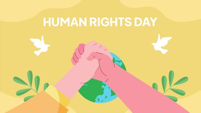 Animated video International Human Rights Day Concept. Full length animation illustration. High quality 4k footage. 