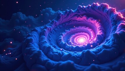 Swirling vortex of blue and purple hues on a dark background, motion abstract motion blur, dynamic patterns