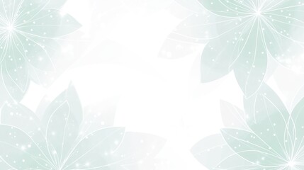 Obraz premium Soft green floral frame on white background with sparkles.