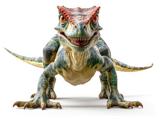 Obraz premium A detailed, stylized reptilian creature with vibrant colors and a menacing expression.