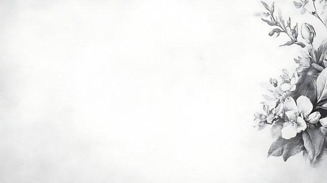 Monochrome Floral Sketch Botanical Illustration Design