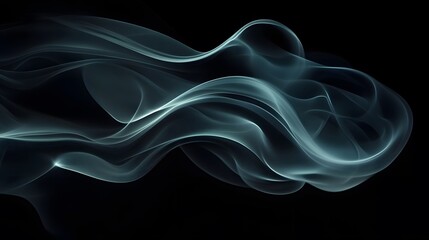 Obraz premium Abstract Teal Smoke Waves Flowing Design Dark Background