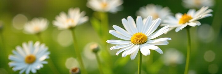 Fototapeta premium Delicate white asters bloom in a summer garden flower bed, flower field, blooming flowers