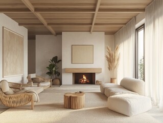 Modern Minimalist Living Room Design With Fireplace