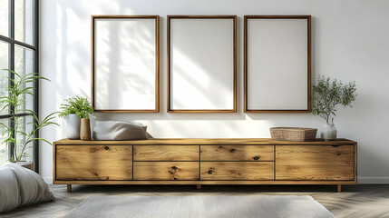 Modern Interior Design Showcases Wooden Furniture, Minimalist Decor, and Natural Light
