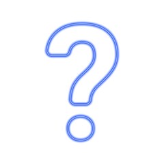 blue question mark symbol on white