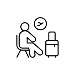 Traveler sitting in the airport lounge icon simple vector symbol