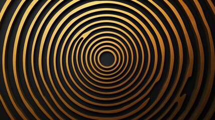 Naklejka premium Abstract Gold and Black Concentric Circles: A Hypnotic Design