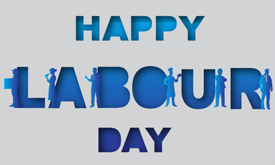 Happy Labour day or International workers day vector illustration with workers. International labour Day May 1 and May day celebration. Paper Art Concept.