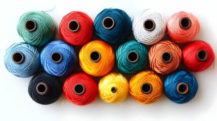 Colorful Thread Spools Create Vibrant Sewing Supplies Collection