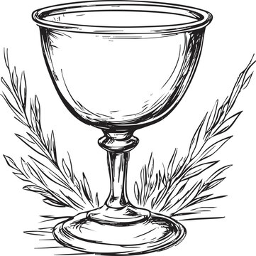Hand-drawn sketch of a vintage goblet with ornate detailing.