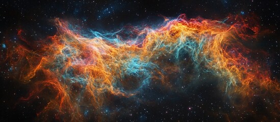 Fototapeta premium Cosmic Nebula: A Celestial Tapestry of Orange and Blue