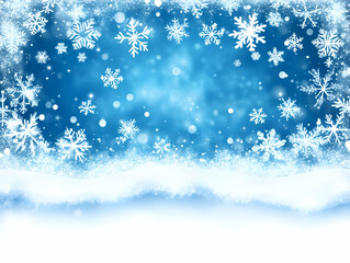 Naklejka premium Snowflakes Gently Fall on a Wintry, Snowy Landscape