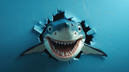 Smiling Shark Breaks Through Wall