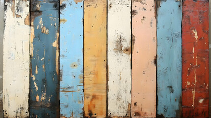 Colorful Wooden Planks Showcase Rustic Charm and Texture