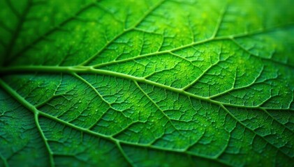 Fototapeta premium Intricate vein patterns, vibrant green hues, close-up detail , foliage, lush
